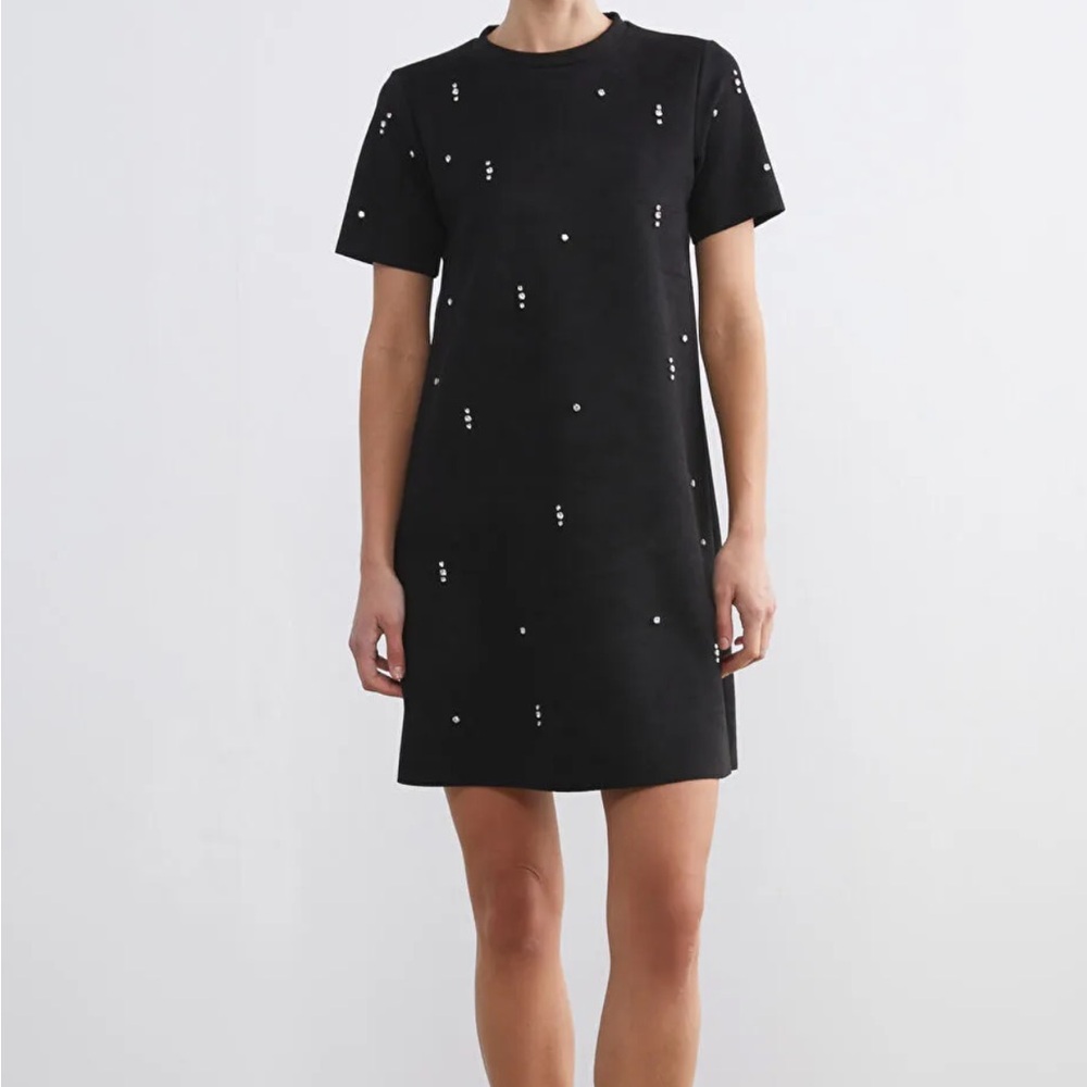 Zara Black Mini Dress with Rhinestone Accents